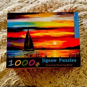 Multicolored sunset and sailboat jigsaw puzzle - 1000 pieces